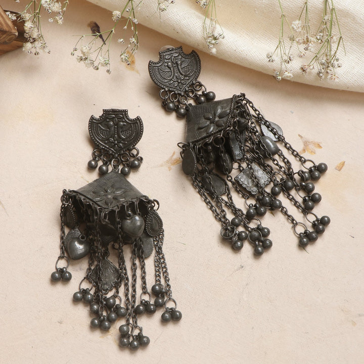 Teejh Sharvya Silver Oxidised Earrings