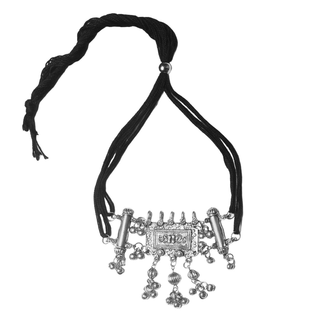 Teejh Adweta Silver Oxidised Choker Necklace