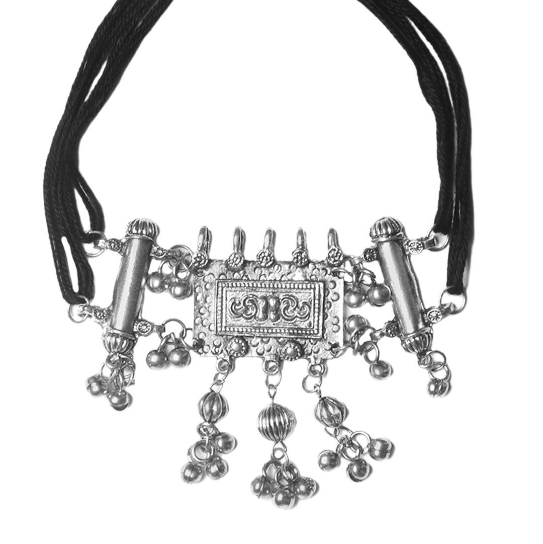 Teejh Adweta Silver Oxidised Choker Necklace