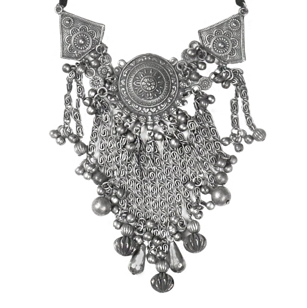 Teejh Dayami Silver Oxidised Choker Necklace