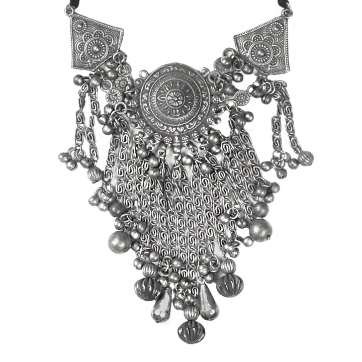 Teejh Dayami Silver Oxidised Choker Necklace