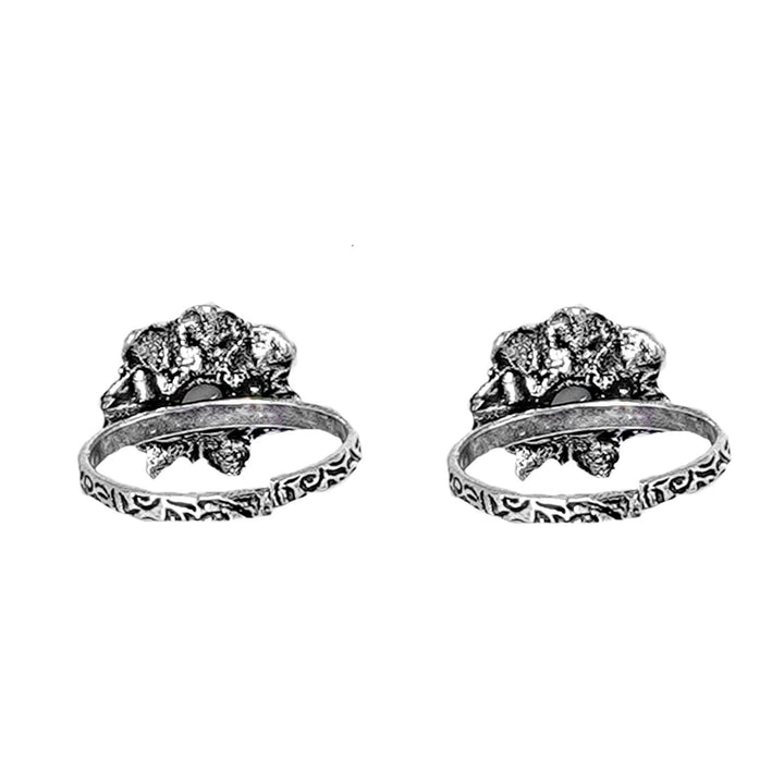 Teejh Kayra White Stone Silver Oxidised Toe Rings