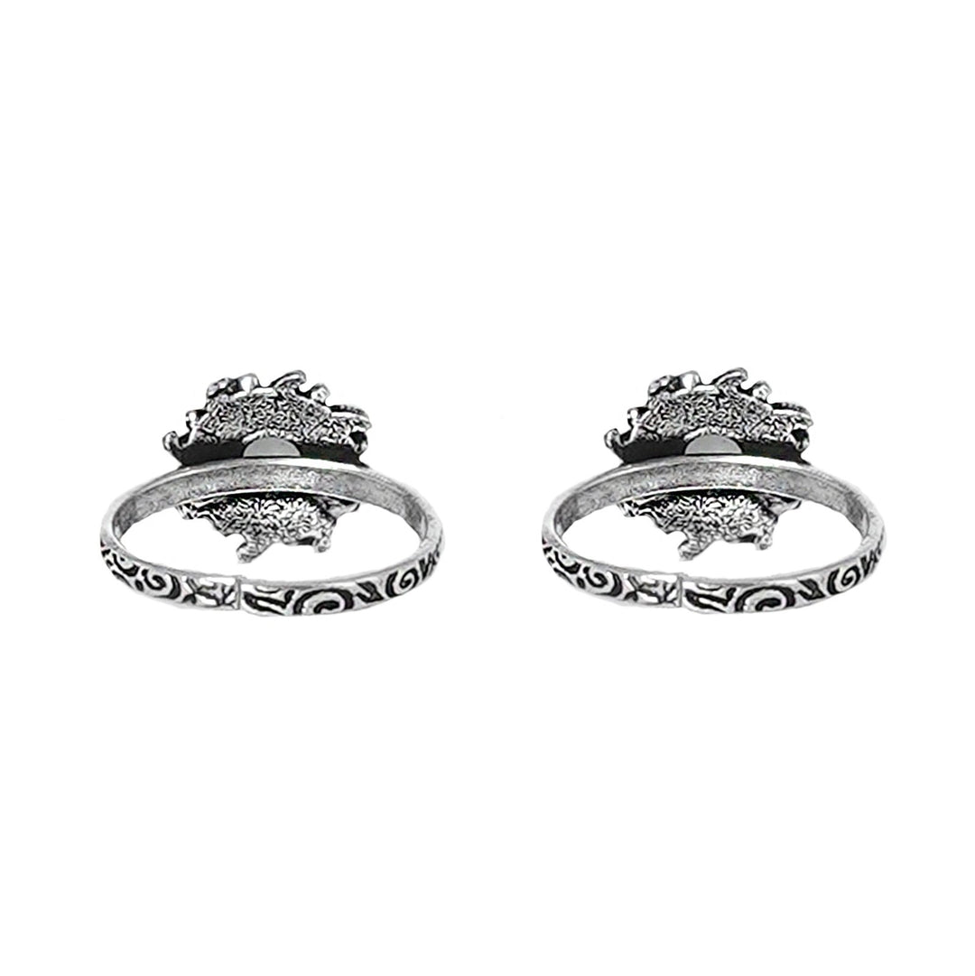 Teejh Miraya Green Stone Silver Oxidised Toe Rings
