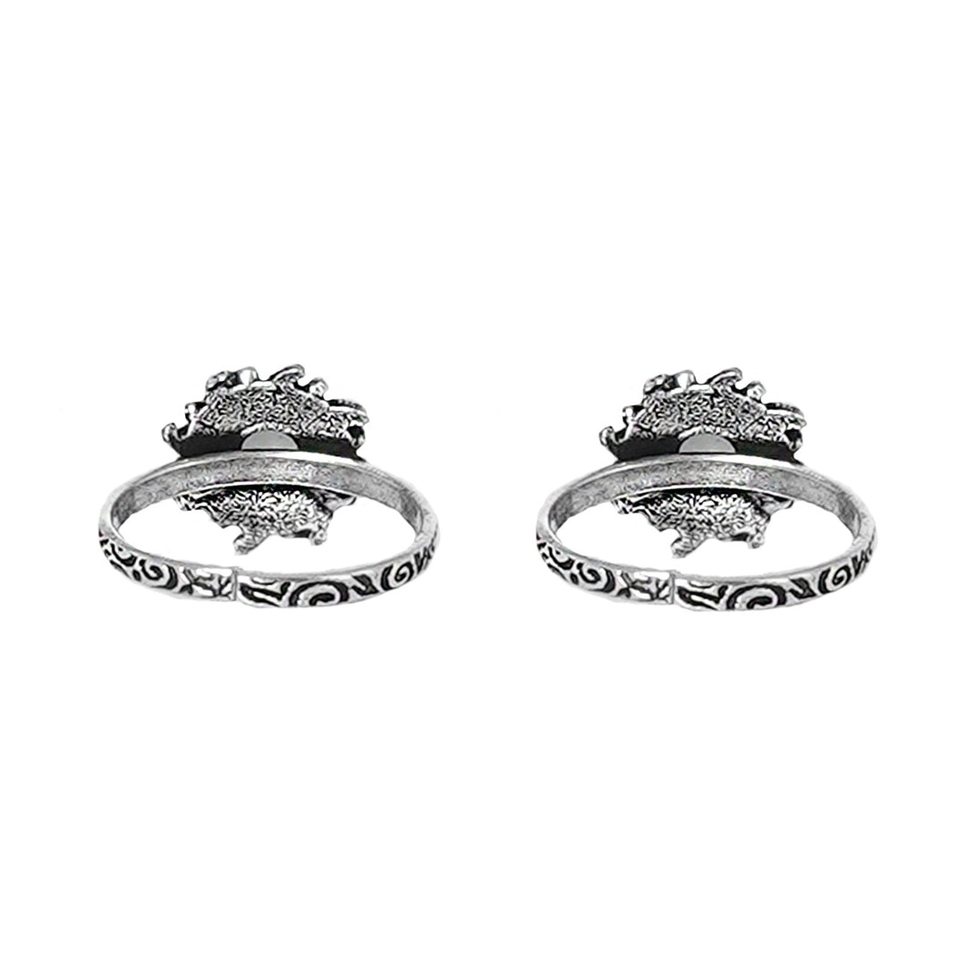Teejh Miraya White Stone Silver Oxidised Toe Rings