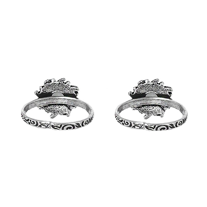 Teejh Miraya White Stone Silver Oxidised Toe Rings
