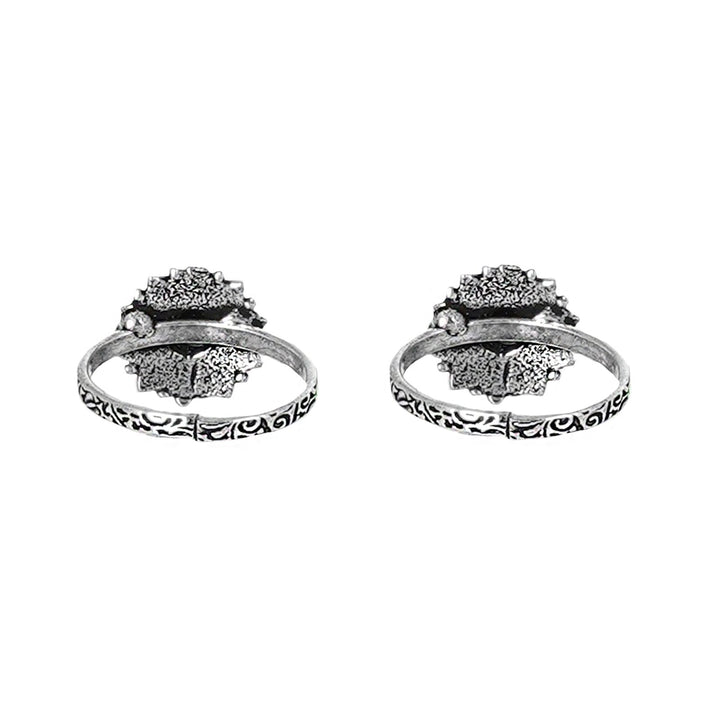 Teejh Siya Pink Stone Silver Oxidised Toe Rings