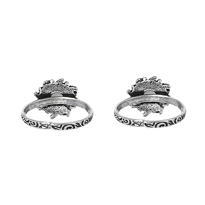 Teejh Ruhi White Stone Silver Oxidised Toe Rings