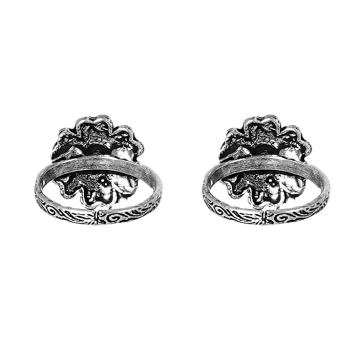Teejh Ruhi Black Stone Silver Oxidised Toe Rings
