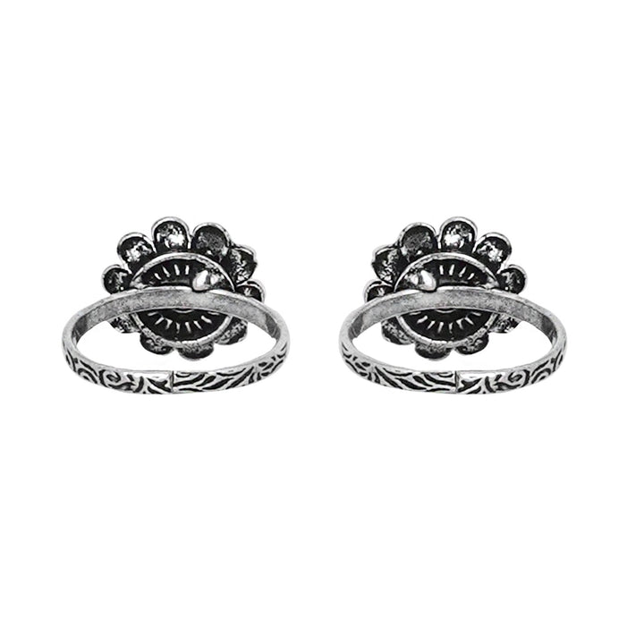 Teejh Tishya Light Blue Stone Silver Oxidised Toe Rings
