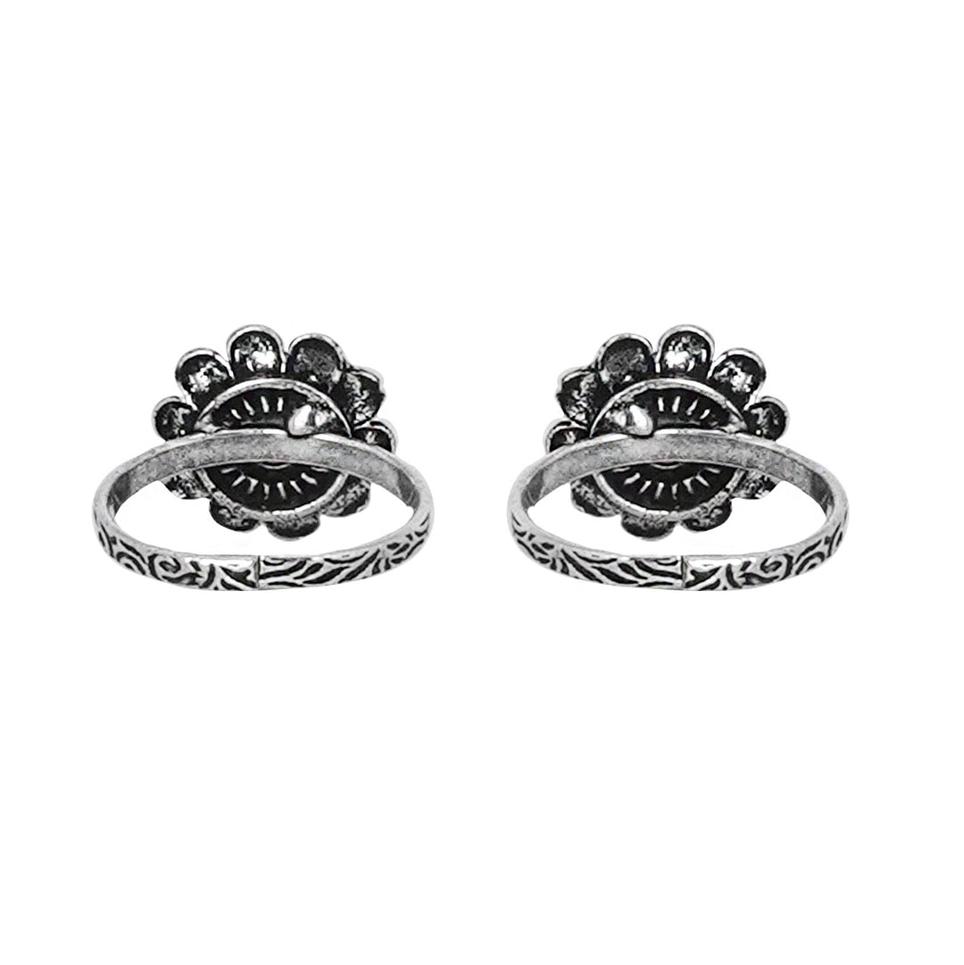 Teejh Tishya Black Stone Silver Oxidised Toe Rings