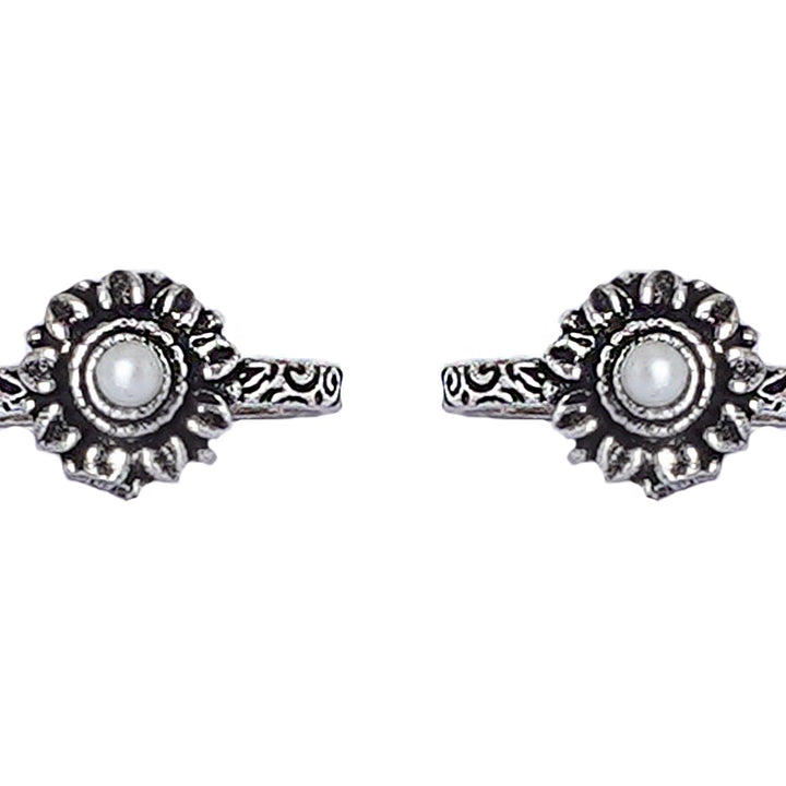 Teejh Kaina White Stone Silver Oxidised Toe Rings
