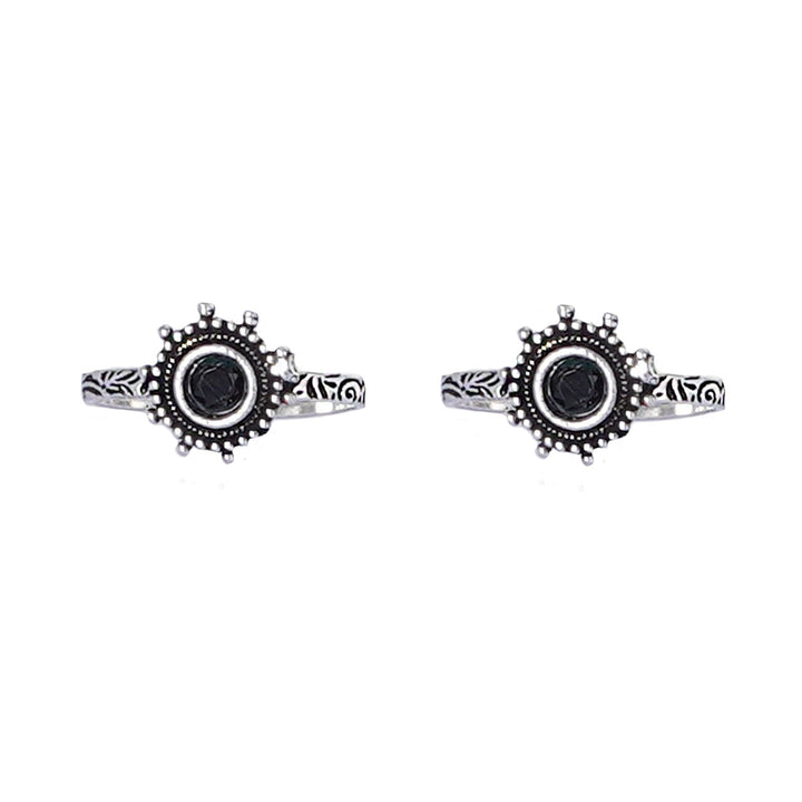 Teejh Vihana Black Stone Silver Oxidised Toe Rings
