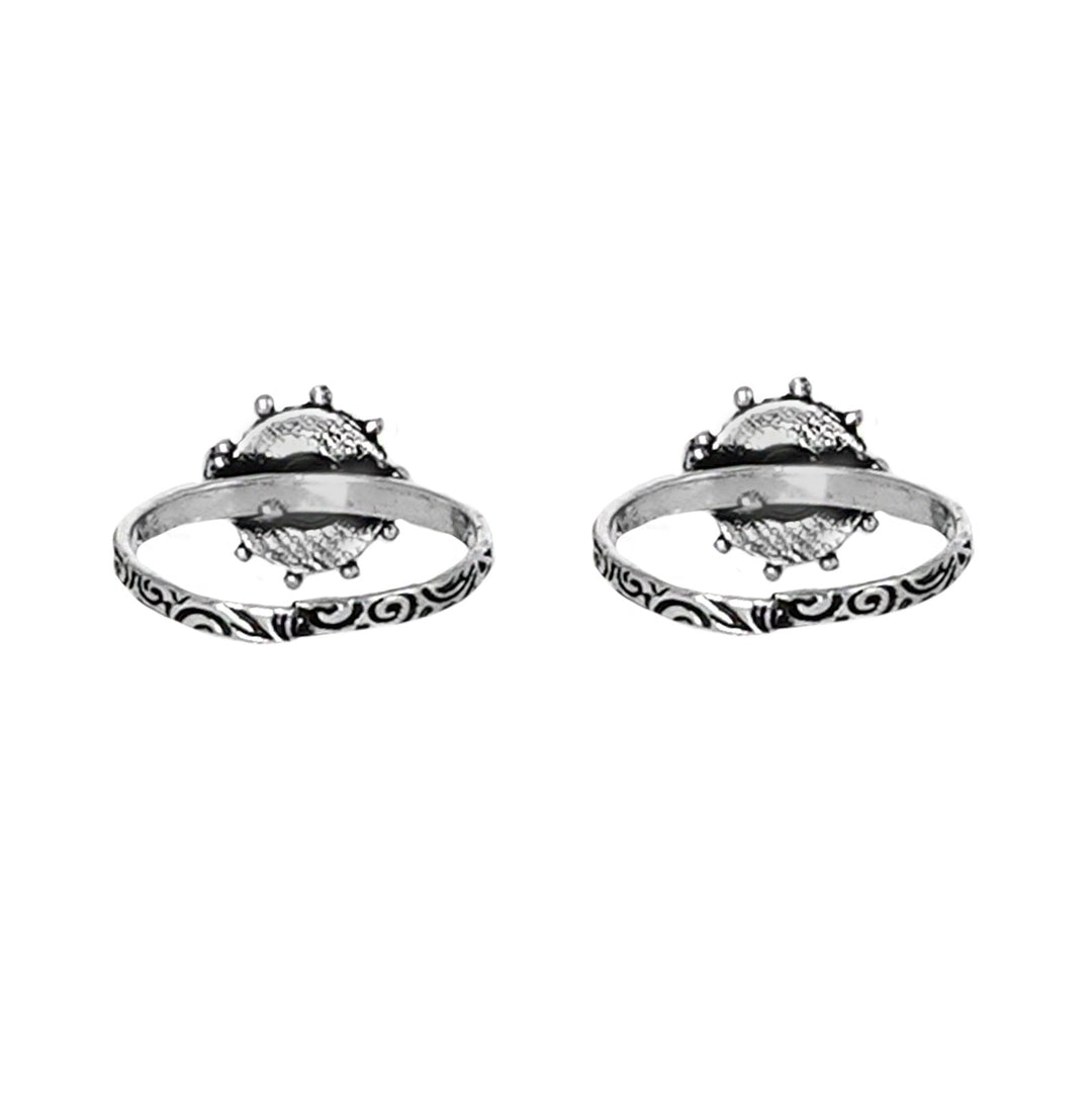 Teejh Vihana Black Stone Silver Oxidised Toe Rings