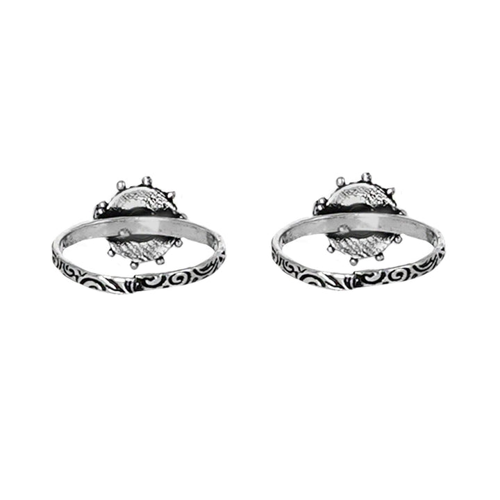 Teejh Vihana White Stone Silver Oxidised Toe Rings
