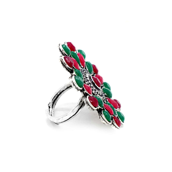 Vani Multi Colored Stone Silver Ring - Joker & Witch