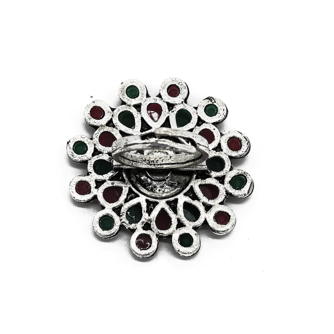 Vani Multi Colored Stone Silver Ring - Joker & Witch