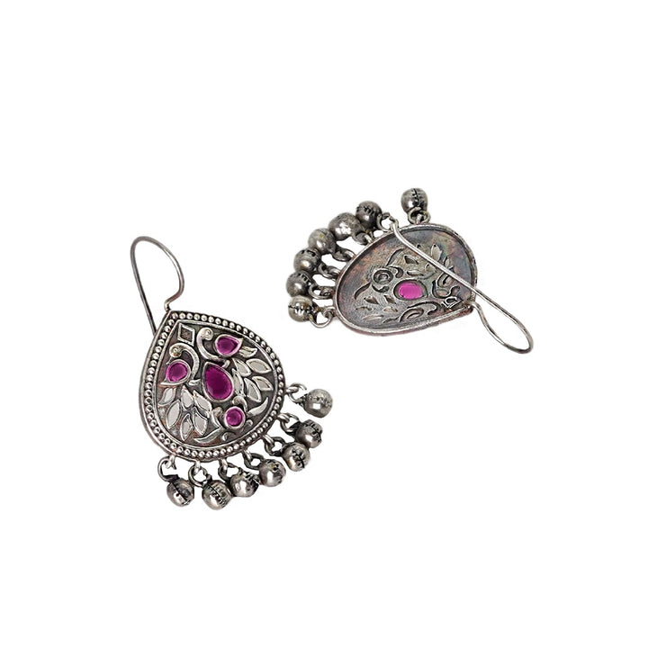 Teejh Vanya Silver Oxidised Red Earrings