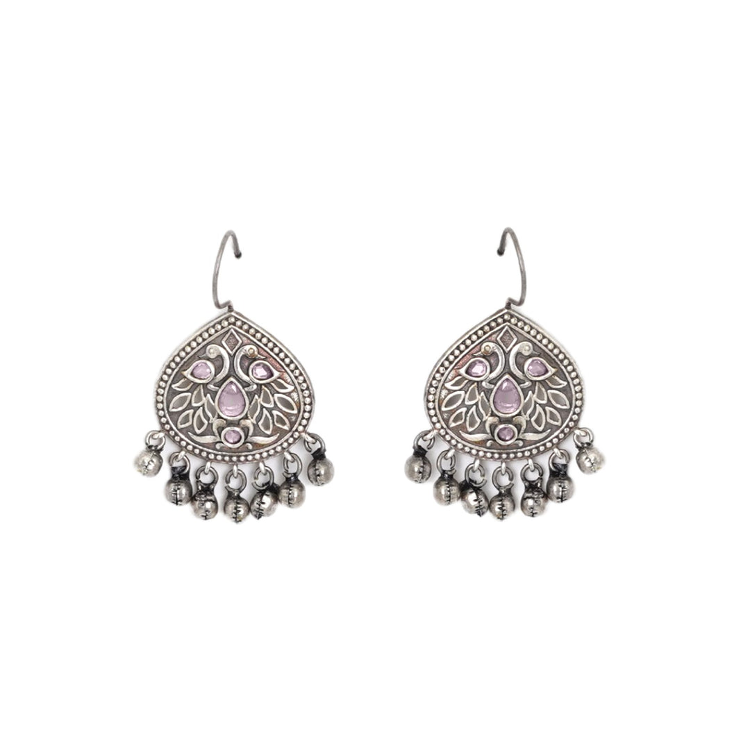 Teejh Vanya Silver Oxidised Pink Earrings