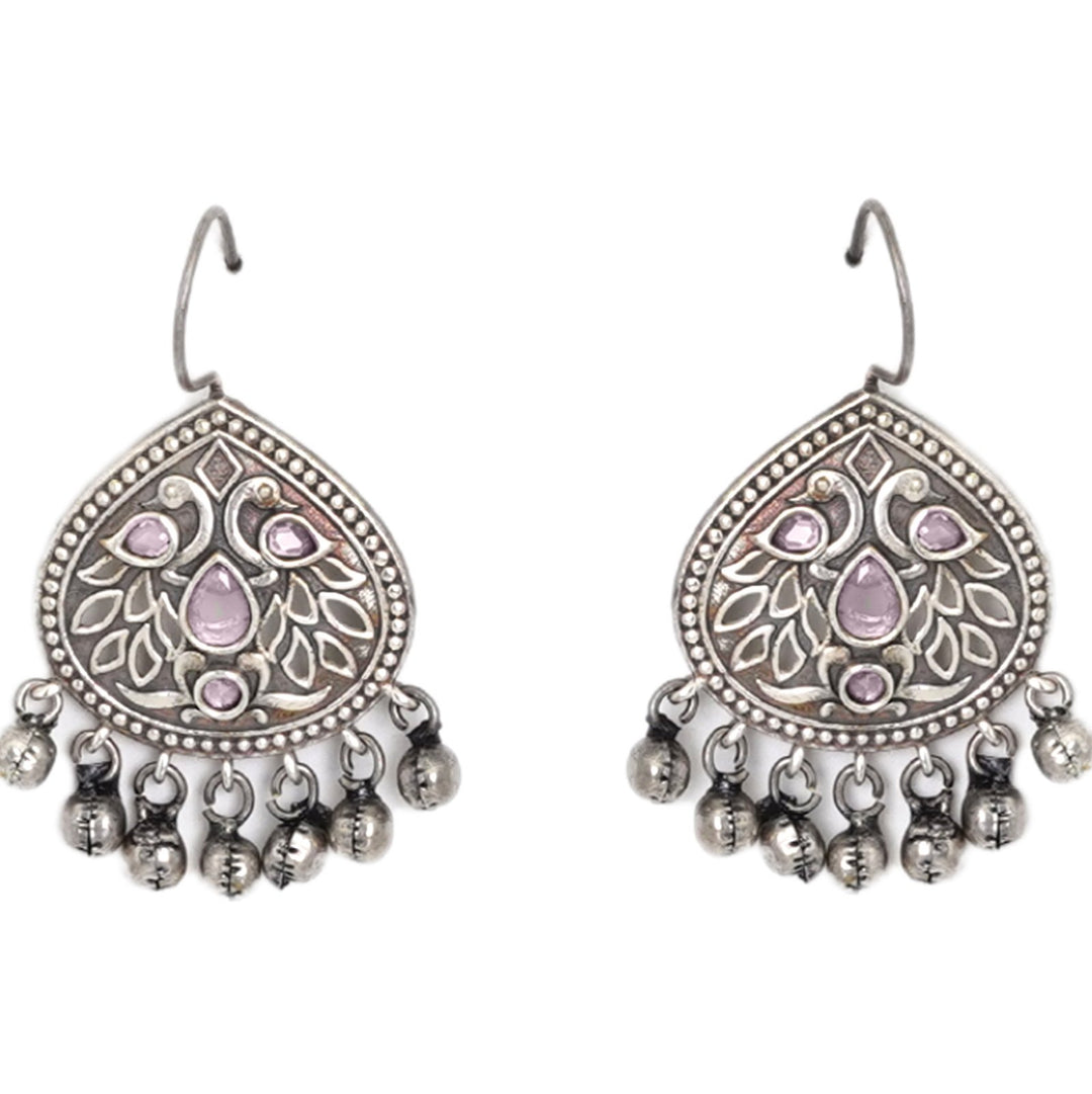 Teejh Vanya Silver Oxidised Pink Earrings