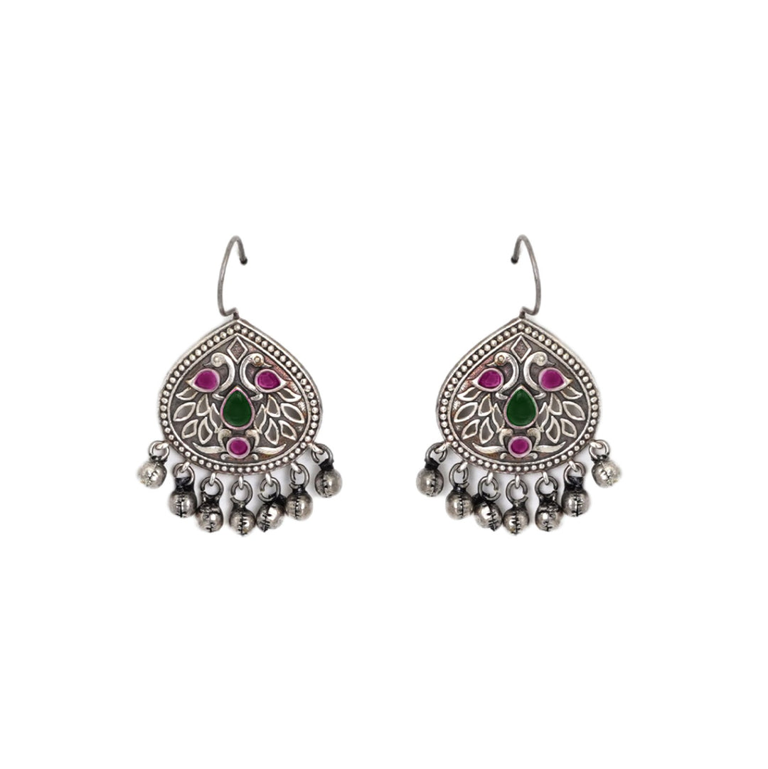 Teejh Vanya Silver Oxidised Mulitcolored Earrings