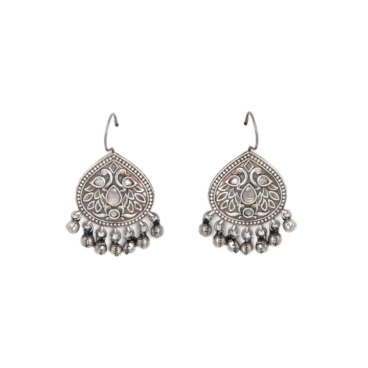 Teejh Vanya Silver Oxidised White Earrings