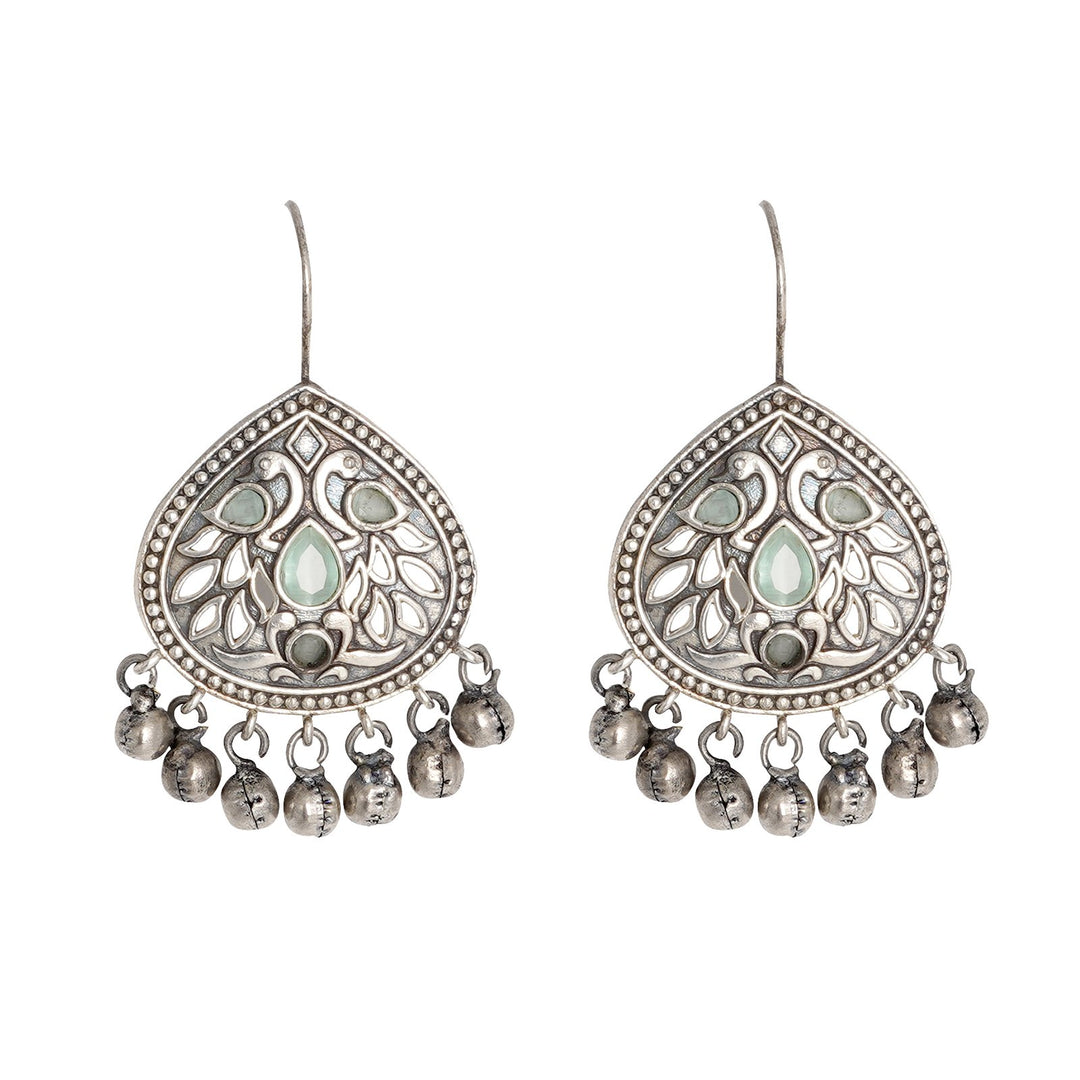 Teejh Vanya Silver Oxidised Turquoise  Earrings