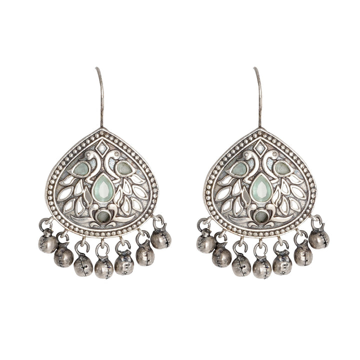 Teejh Vanya Silver Oxidised Turquoise  Earrings
