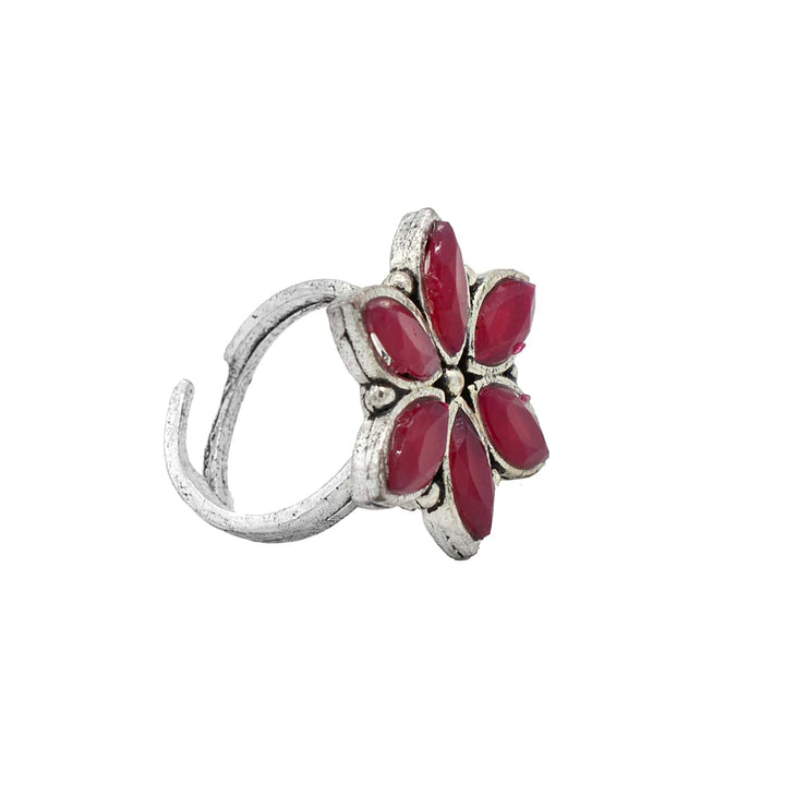 Ageless Pink Stone Silver Ring - Joker & Witch