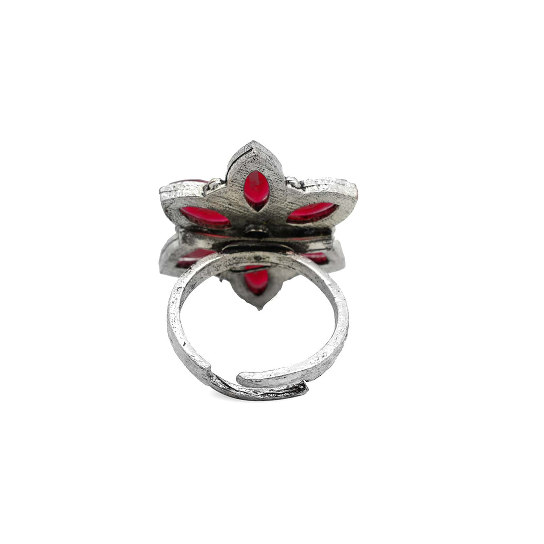 Ageless Pink Stone Silver Ring - Joker & Witch