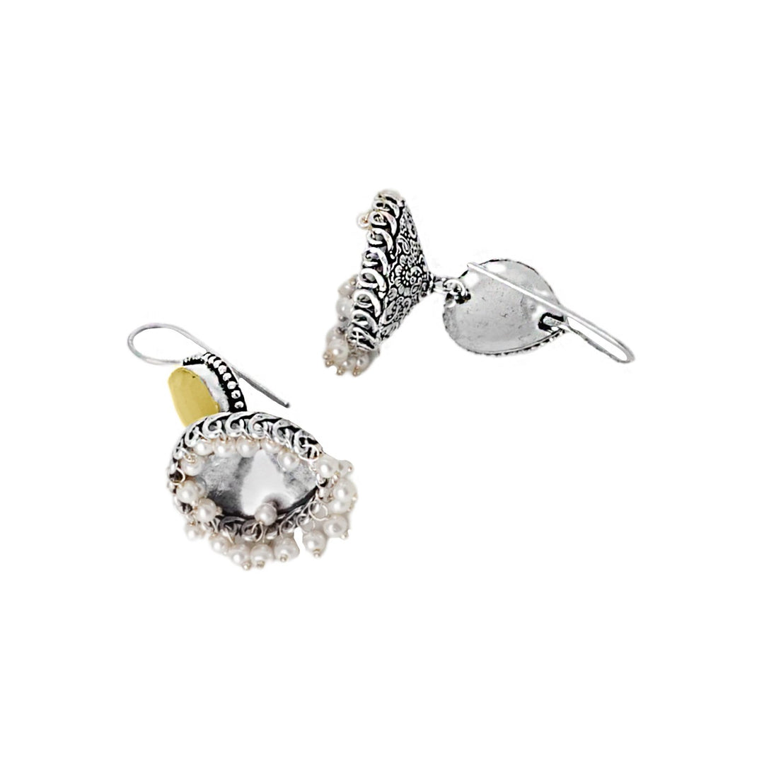 Teejh Sahasra Yellow Stone Silver Oxidised Earrings