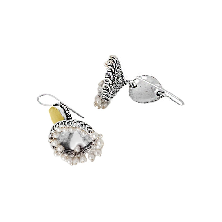 Teejh Sahasra Yellow Stone Silver Oxidised Earrings