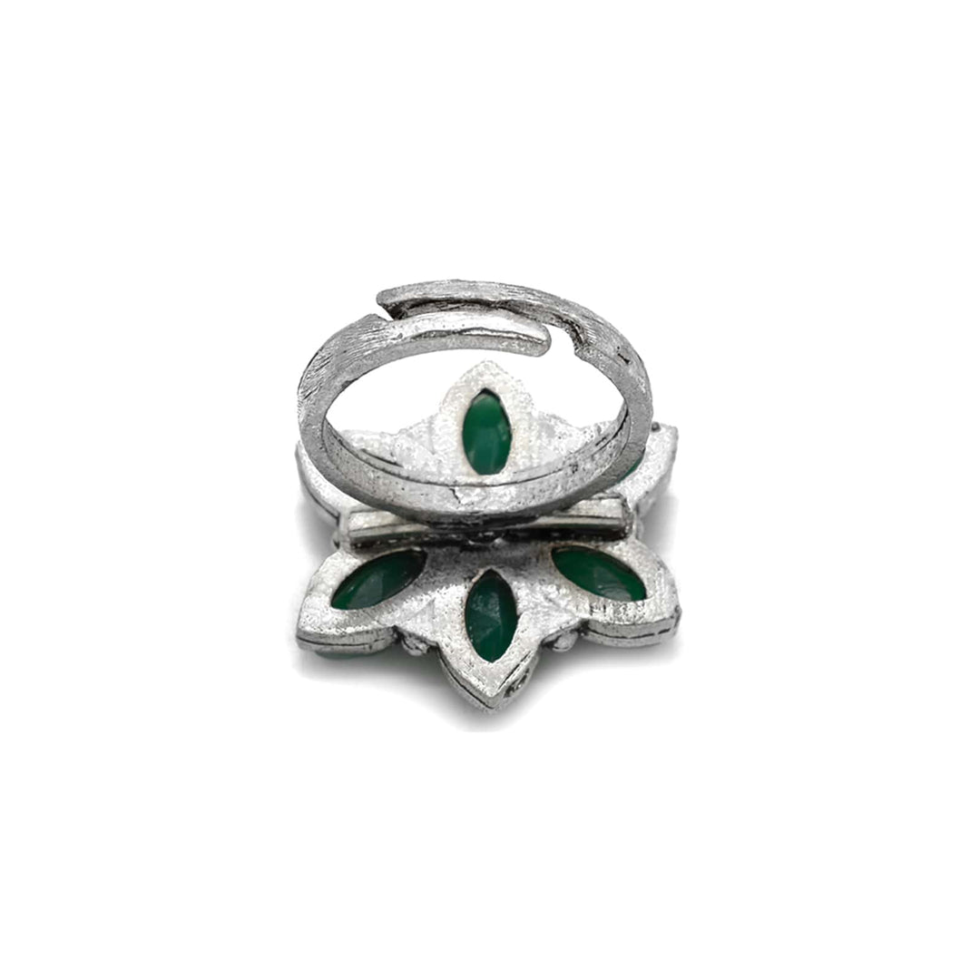 Ageless Green Stone Silver Ring - Joker & Witch