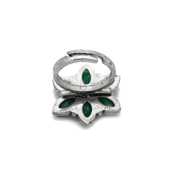 Ageless Green Stone Silver Ring - Joker & Witch