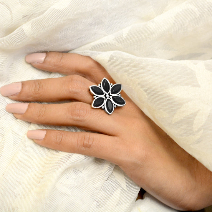 Ageless Black Stone Silver Ring - Joker & Witch