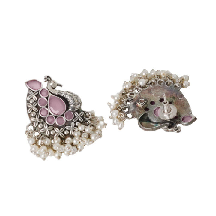 Teejh Nirali Pink Silver Oxidised Earrings