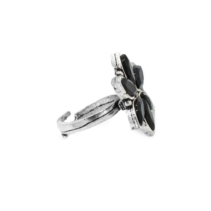 Ageless Black Stone Silver Ring - Joker & Witch