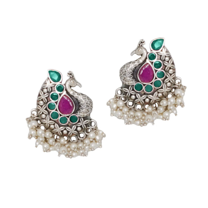 Teejh Nirali Multicolored Silver Oxidised Earrings