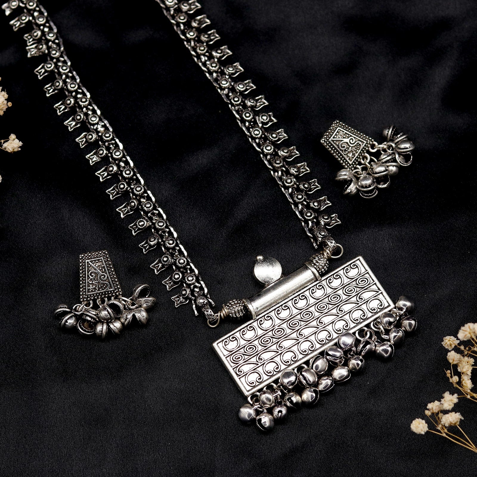 Shop online Svya Silver Oxidised Necklace by Joker & Witch