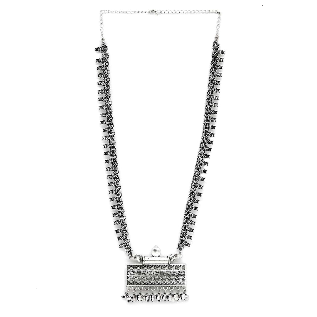 Svya Silver Oxidized Necklace - Joker & Witch