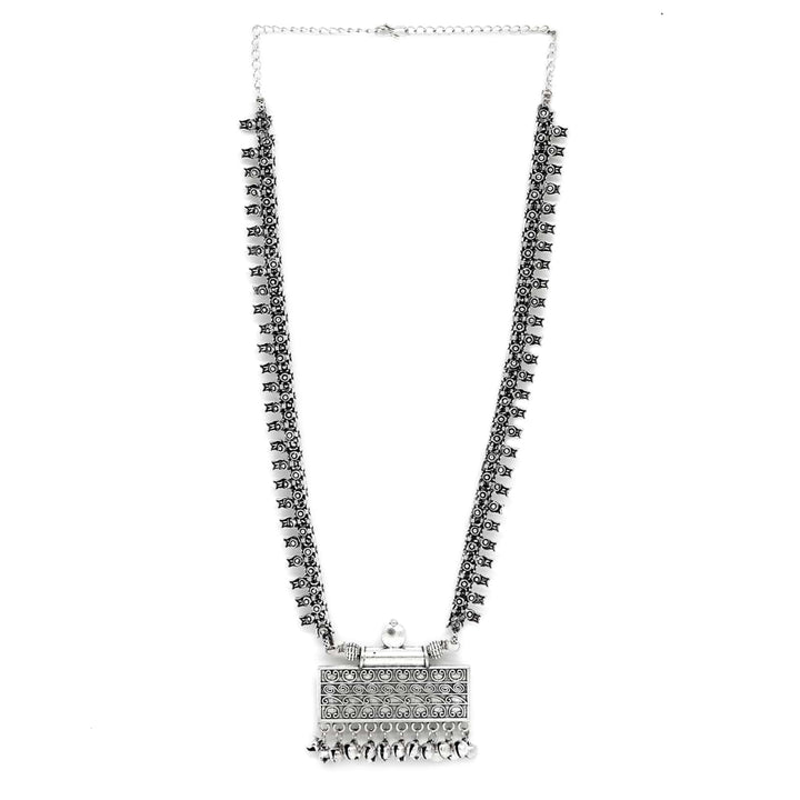 Svya Silver Oxidized Necklace - Joker & Witch