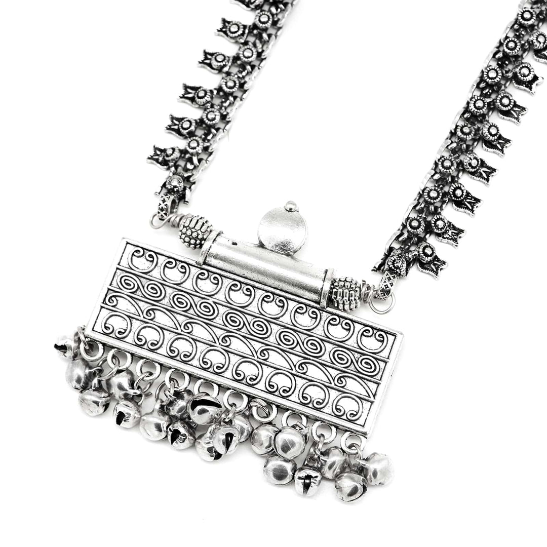 Svya Silver Oxidized Necklace - Joker & Witch