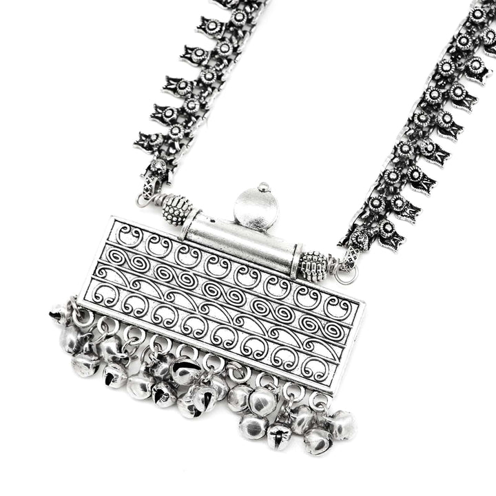 Svya Silver Oxidized Necklace - Joker & Witch