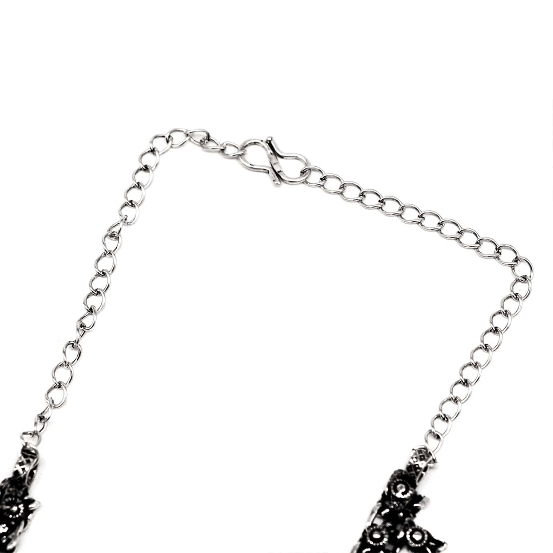 Svya Silver Oxidized Necklace - Joker & Witch