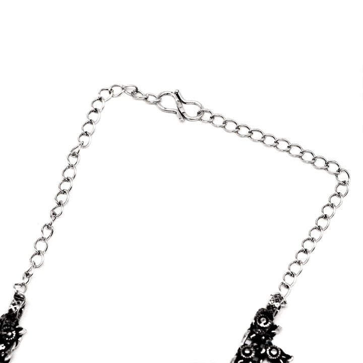 Svya Silver Oxidized Necklace - Joker & Witch