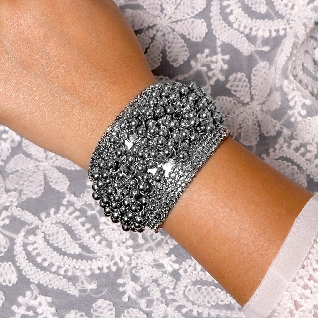 Chakrika Silver Gungroo Oxidized Bangle - Joker & Witch