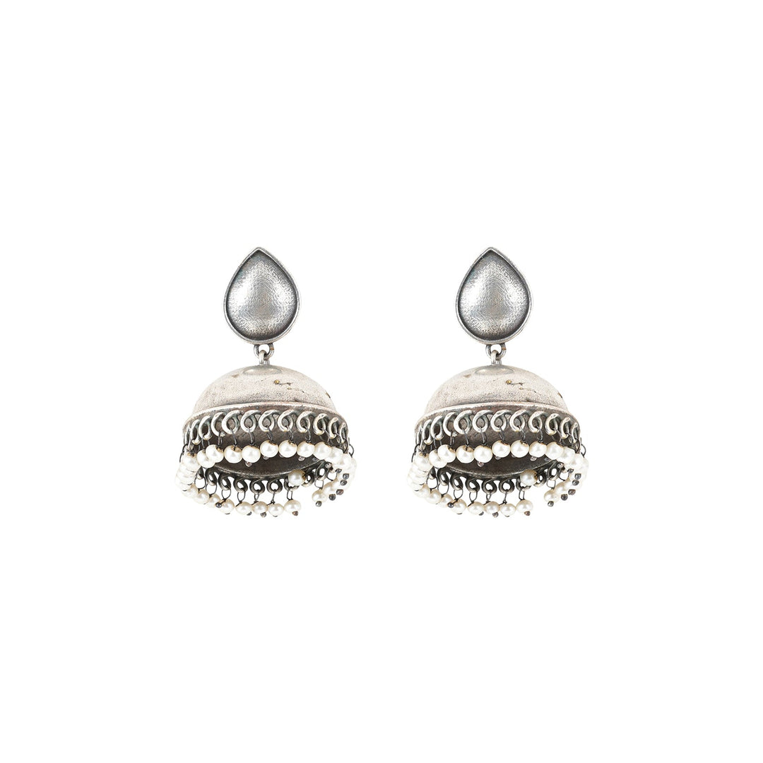 Teejh Tara Silver Oxidised Jhumki Earrings