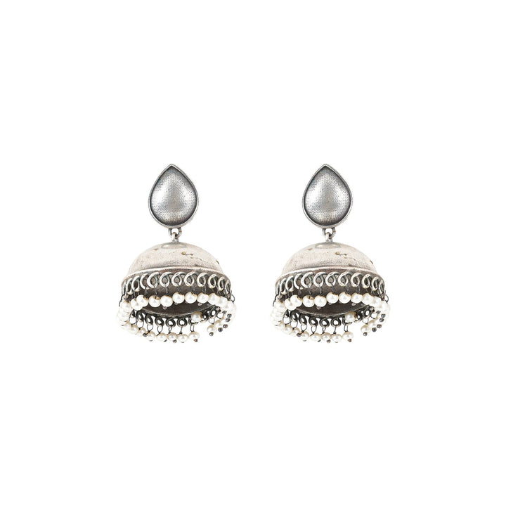 Teejh Tara Silver Oxidised Jhumki Earrings