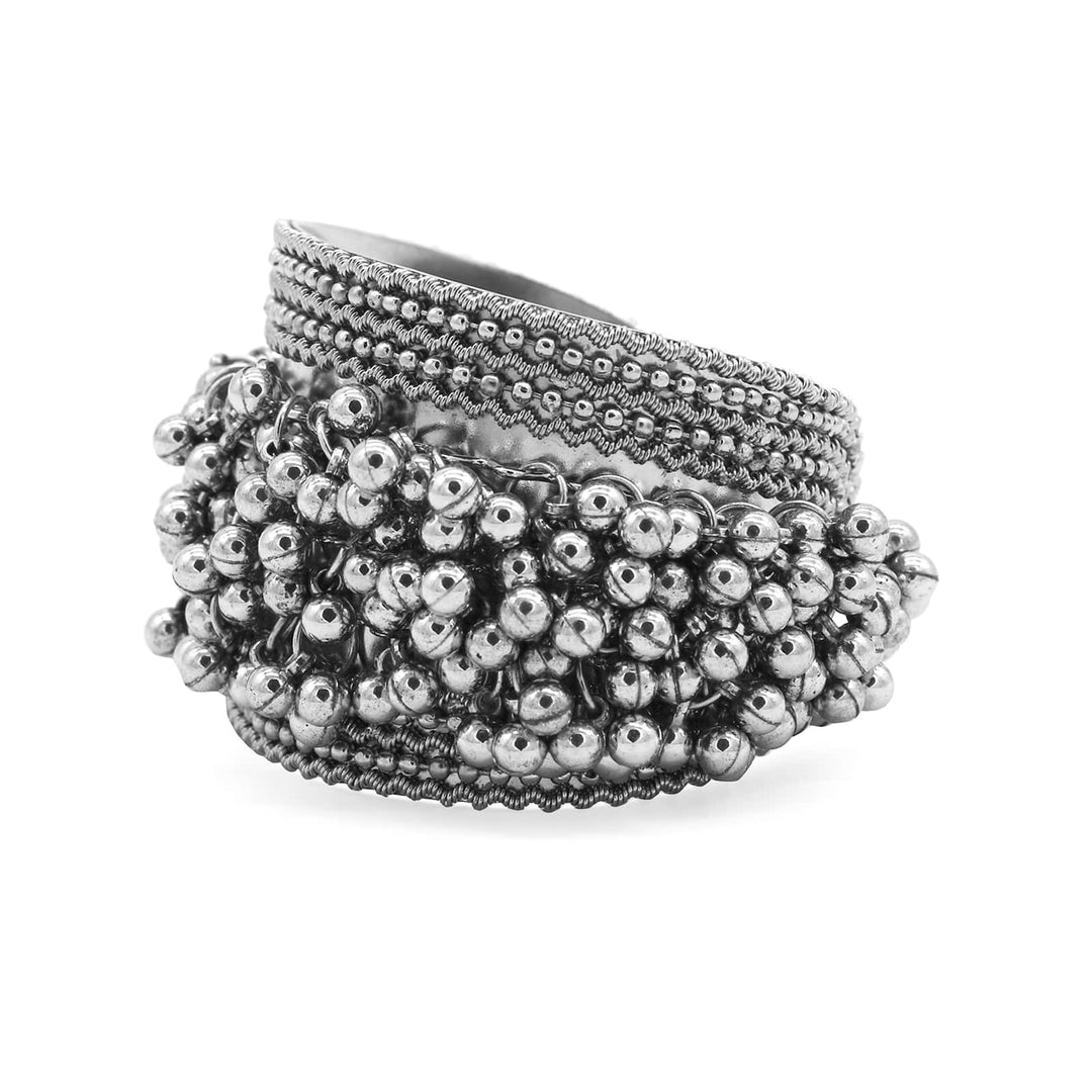 Chakrika Silver Gungroo Oxidized Bangle - Joker & Witch