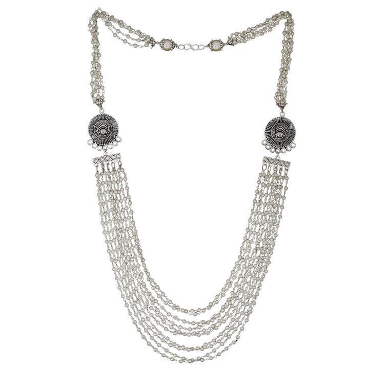 Teejh Vibhuti Pearl Layered Silver Oxidised Necklace