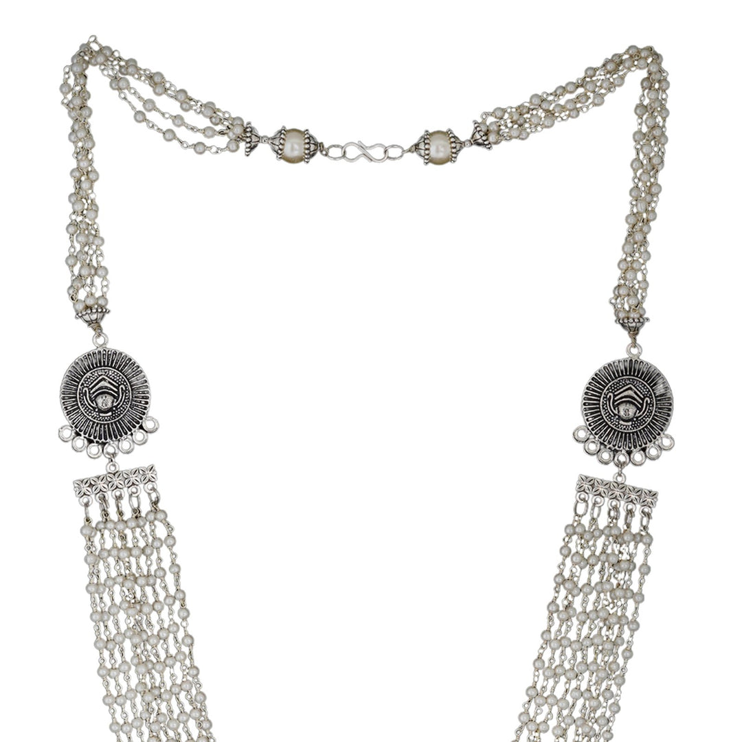 Teejh Vibhuti Pearl Layered Silver Oxidised Necklace